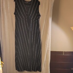 Suzanne Betro Black and White Striped Maxi Dress